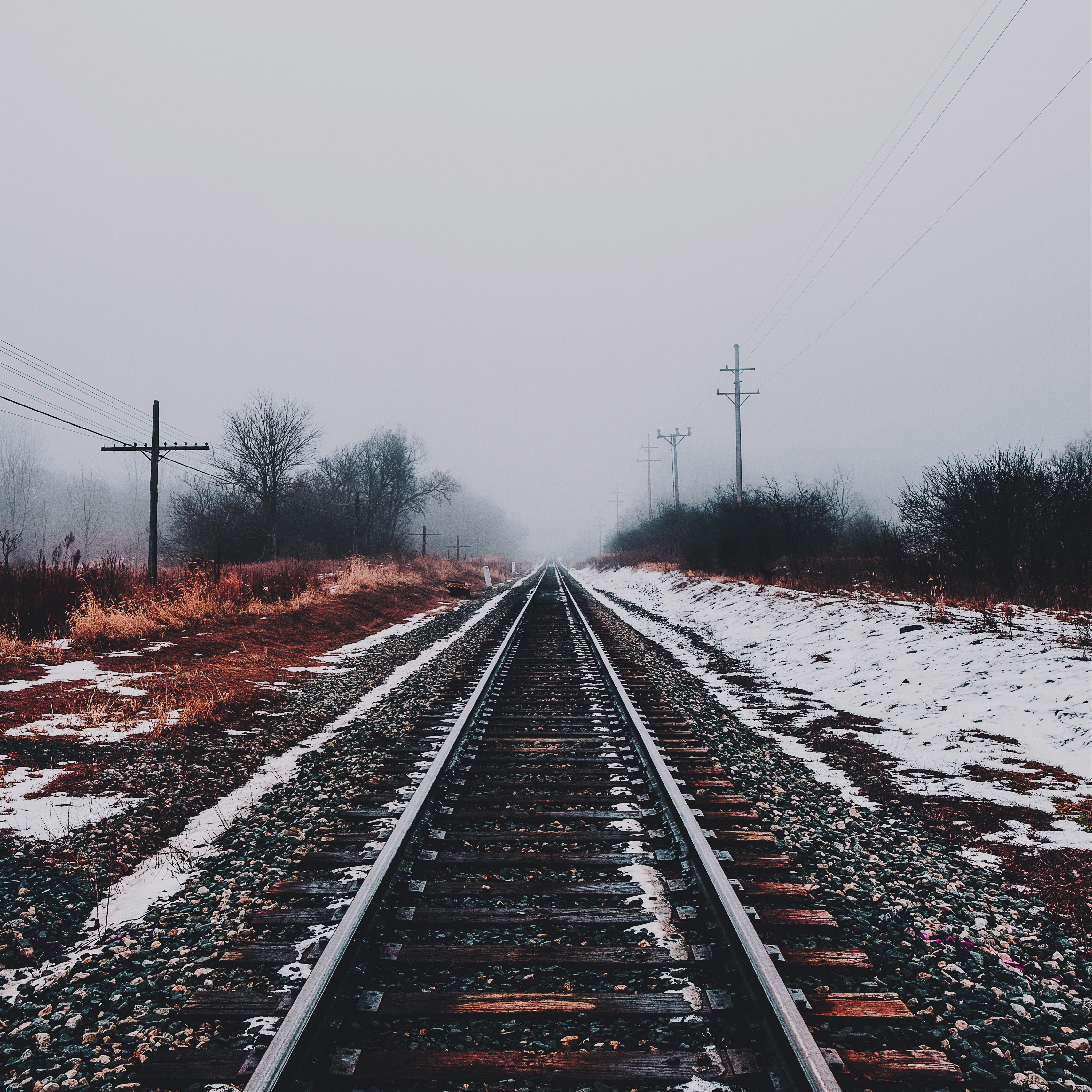 Wallpaper Railway, Winter, Snow - Railway Line Hd Background , HD Wallpaper & Backgrounds