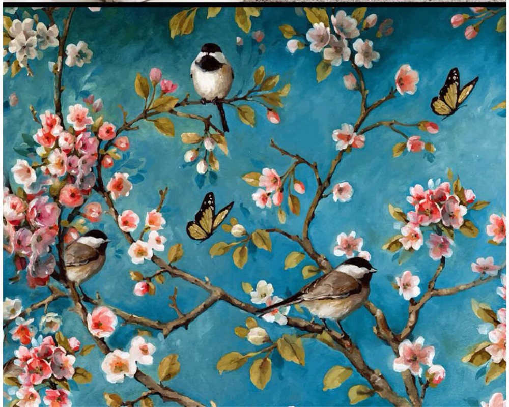 Beibehang Custom Wallpaper 3d Chinese Style Flowers - Flowers Birds , HD Wallpaper & Backgrounds