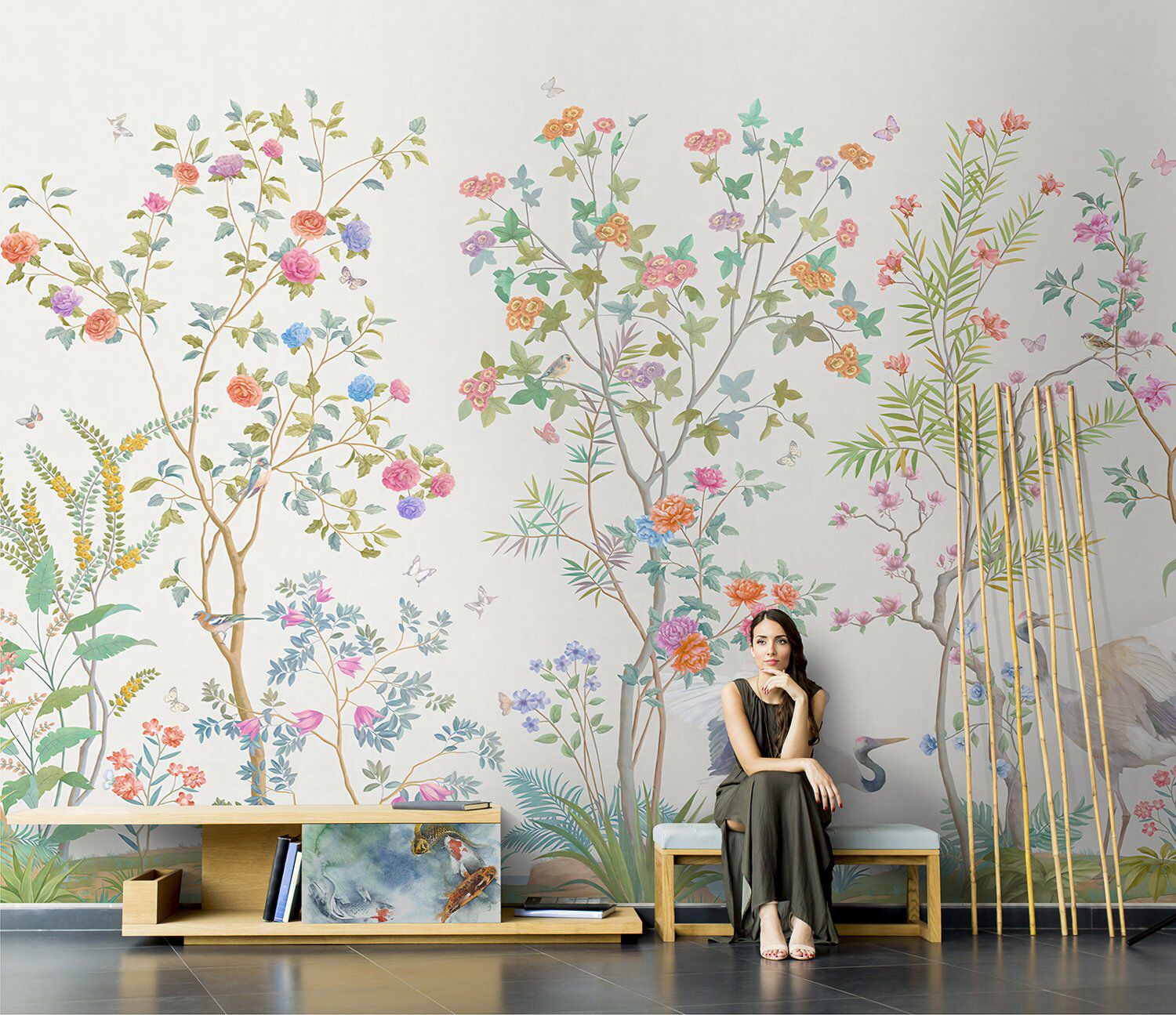 Painting Floral Wall Mural , HD Wallpaper & Backgrounds