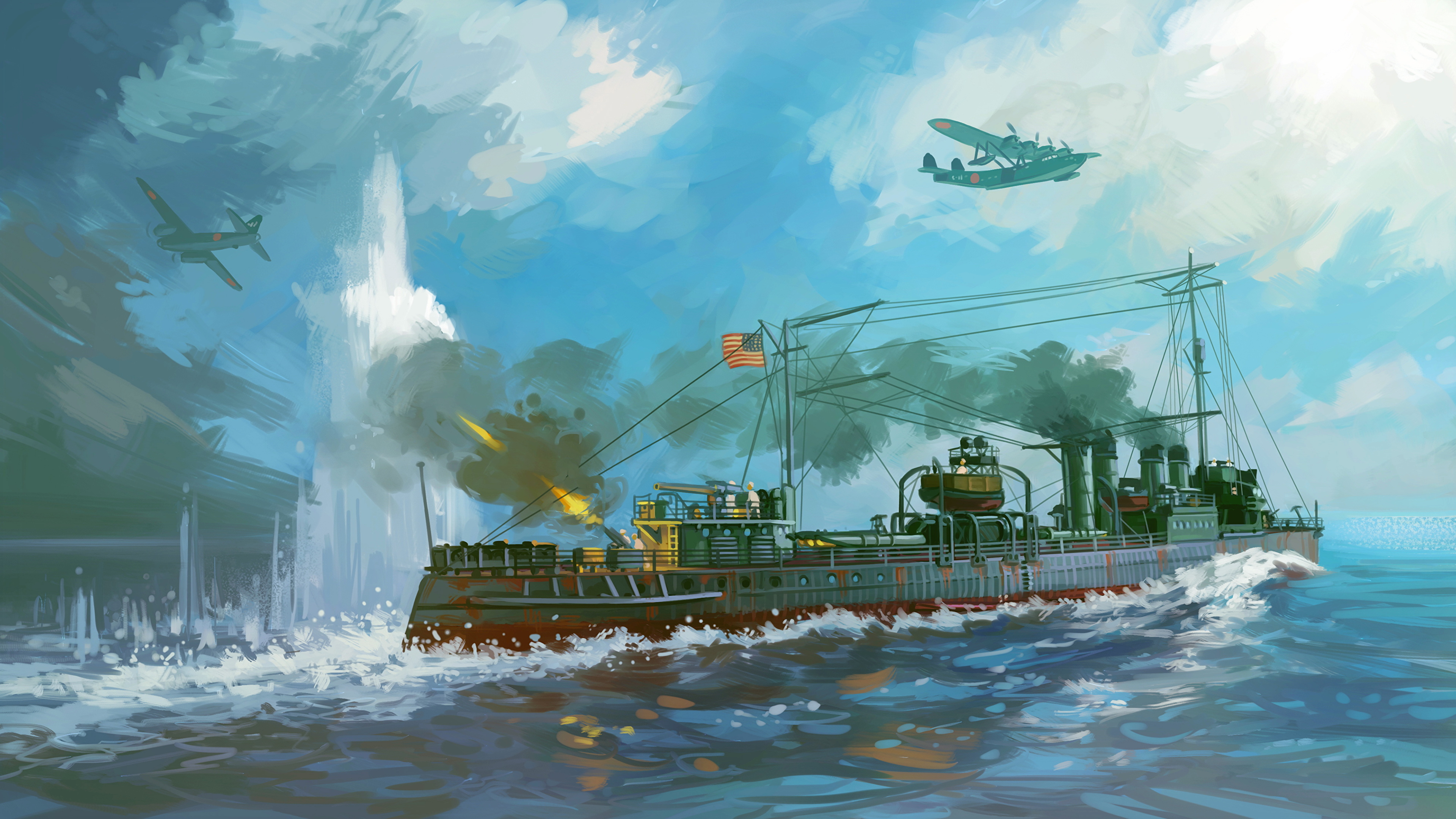Clemson Class Destroyer Firing , HD Wallpaper & Backgrounds