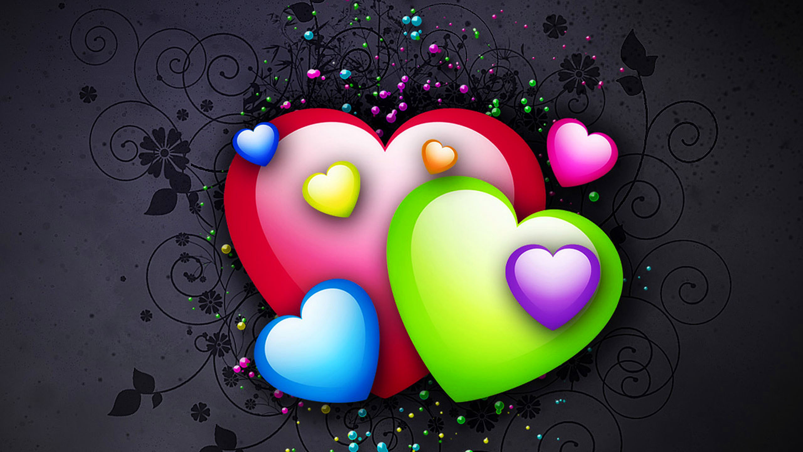 Colorful Hearts , HD Wallpaper & Backgrounds