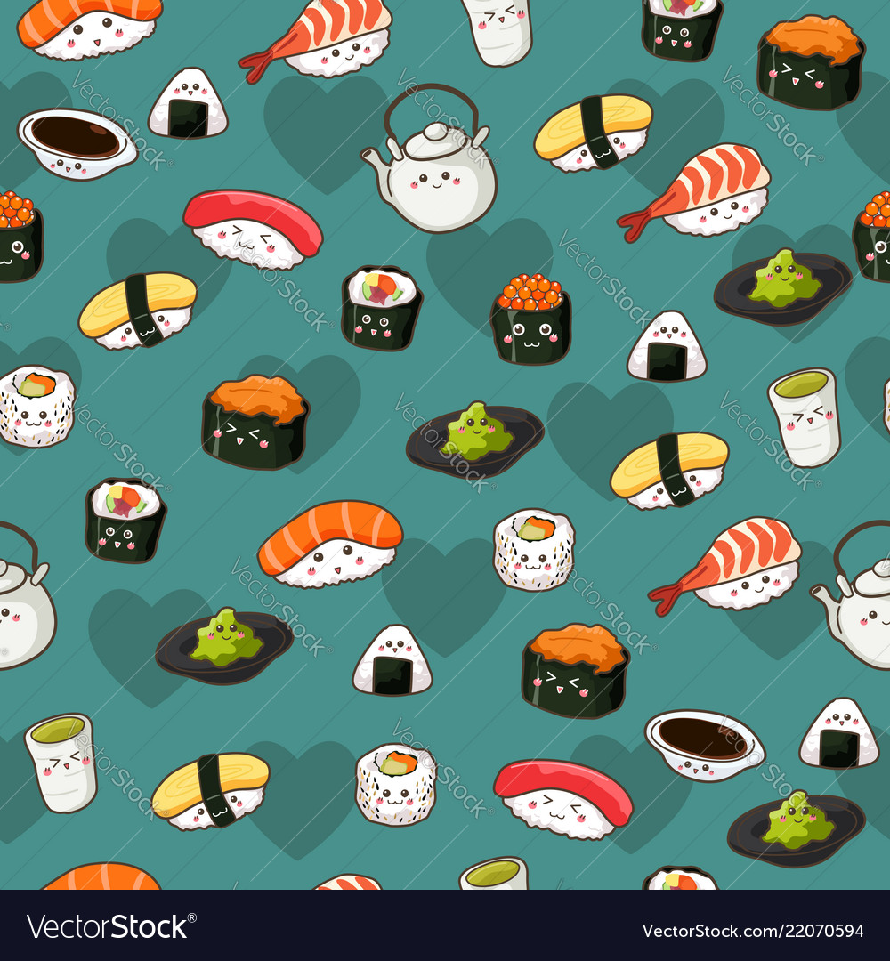 Seamless Sushi Pattern Wallpaper Background - Sushi Pattern Background , HD Wallpaper & Backgrounds