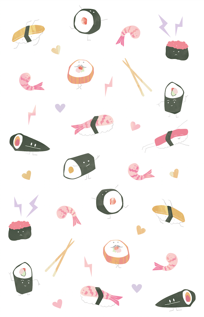 Cute Sushi Background , HD Wallpaper & Backgrounds
