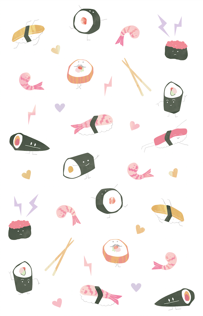 Cute Sushi Background (#3126413) - HD Wallpaper & Backgrounds Download