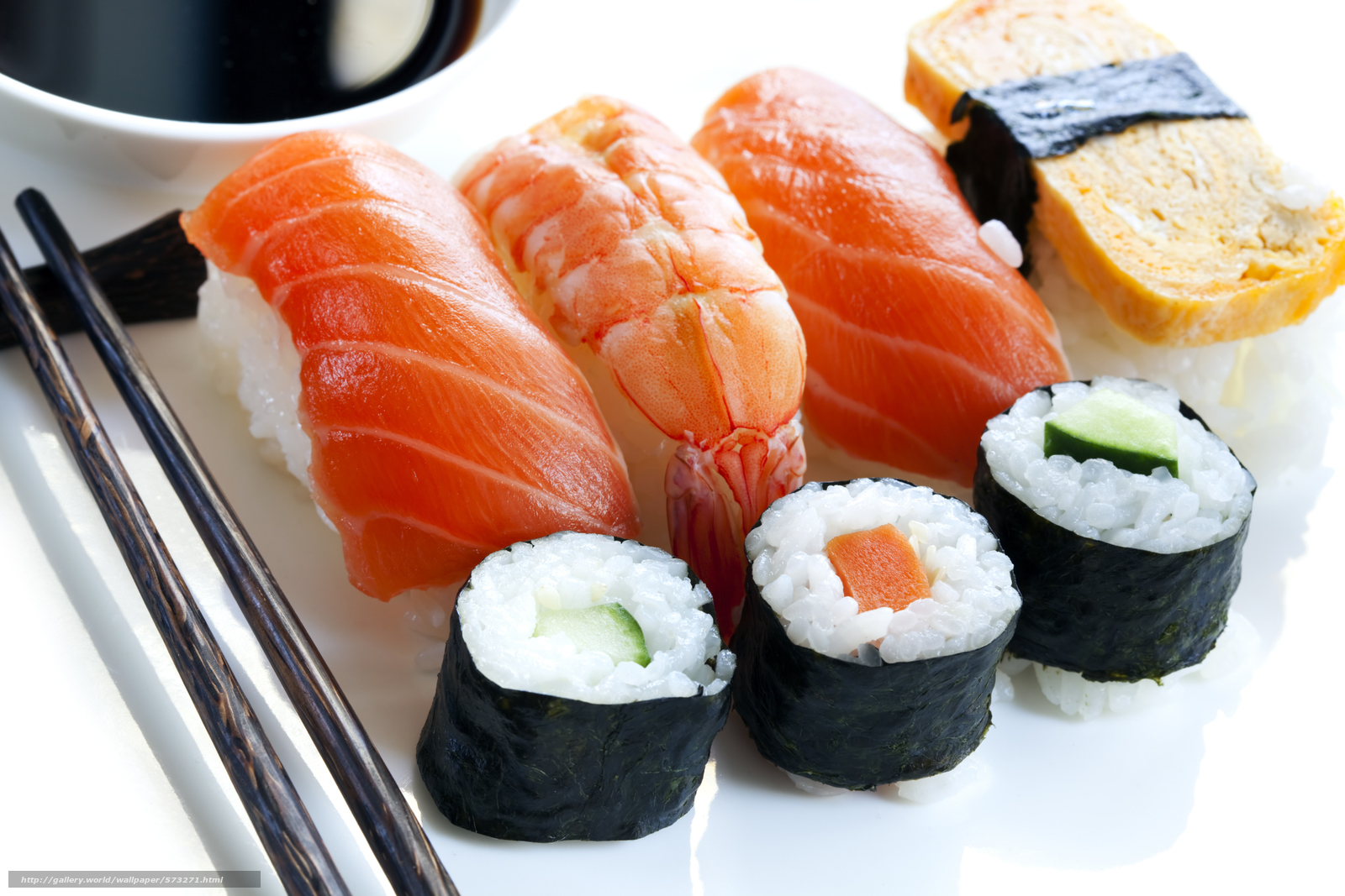 Download Wallpaper Salmon, Sushi, Sashimi, Red Fish - Sushi Japan Food , HD Wallpaper & Backgrounds