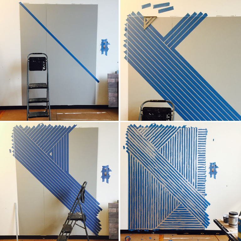 Diy Steps To Decorating A Wall With Making Tape And - Pose Papier Peint En Diagonale , HD Wallpaper & Backgrounds