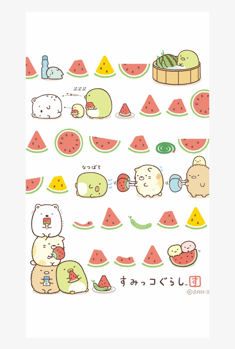 Cute Summer Backgrounds - Watermelon Sumikko Gurashi Sticker , HD Wallpaper & Backgrounds