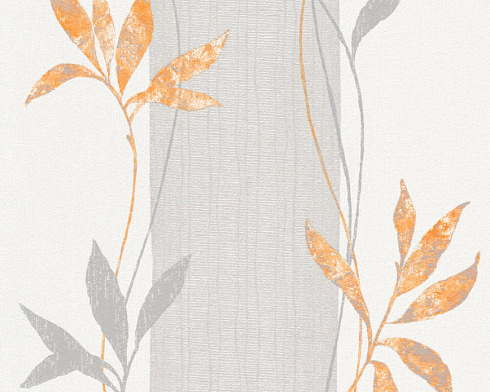 Création Wallpaper Floral, Copper, Grey, Metallic, - Papier Peint Gris Et Rouge , HD Wallpaper & Backgrounds