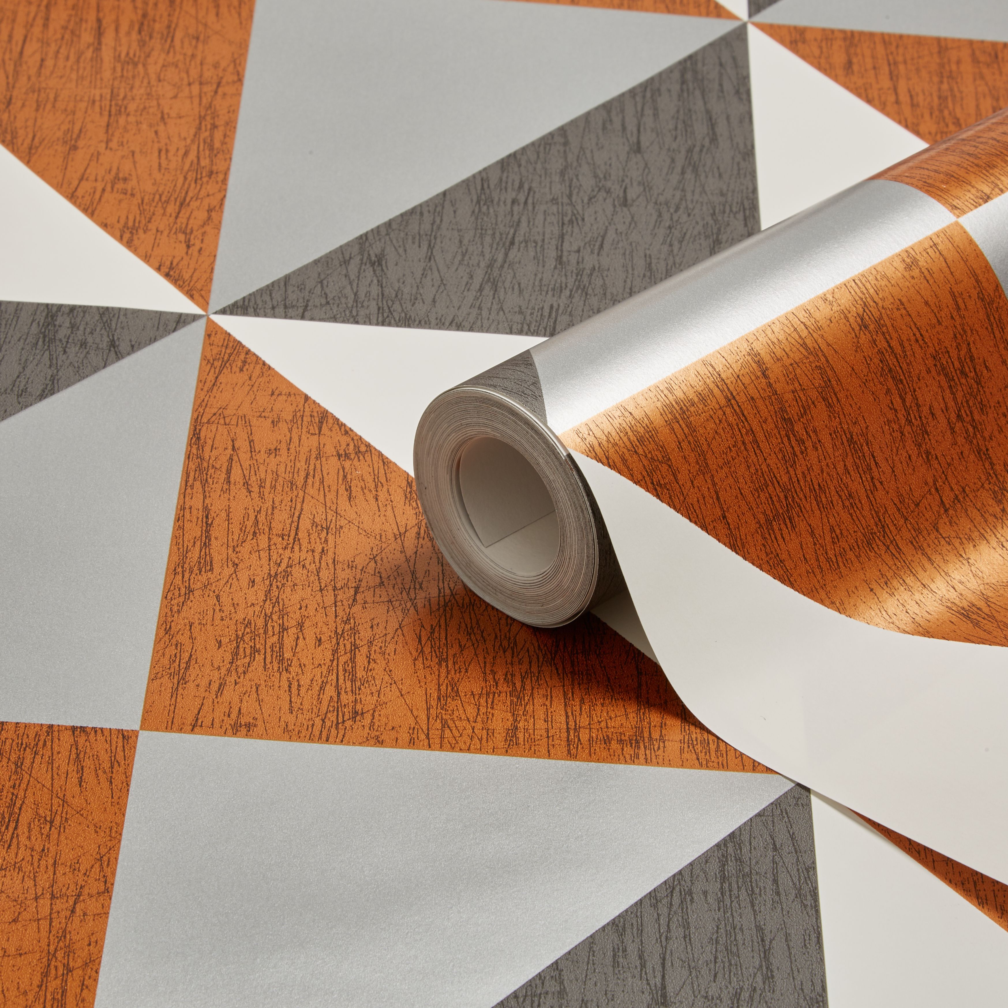 Colours Copper, Navy & Pewter Mosaic Geometric Metallic - Copper Wallpaper B&q , HD Wallpaper & Backgrounds
