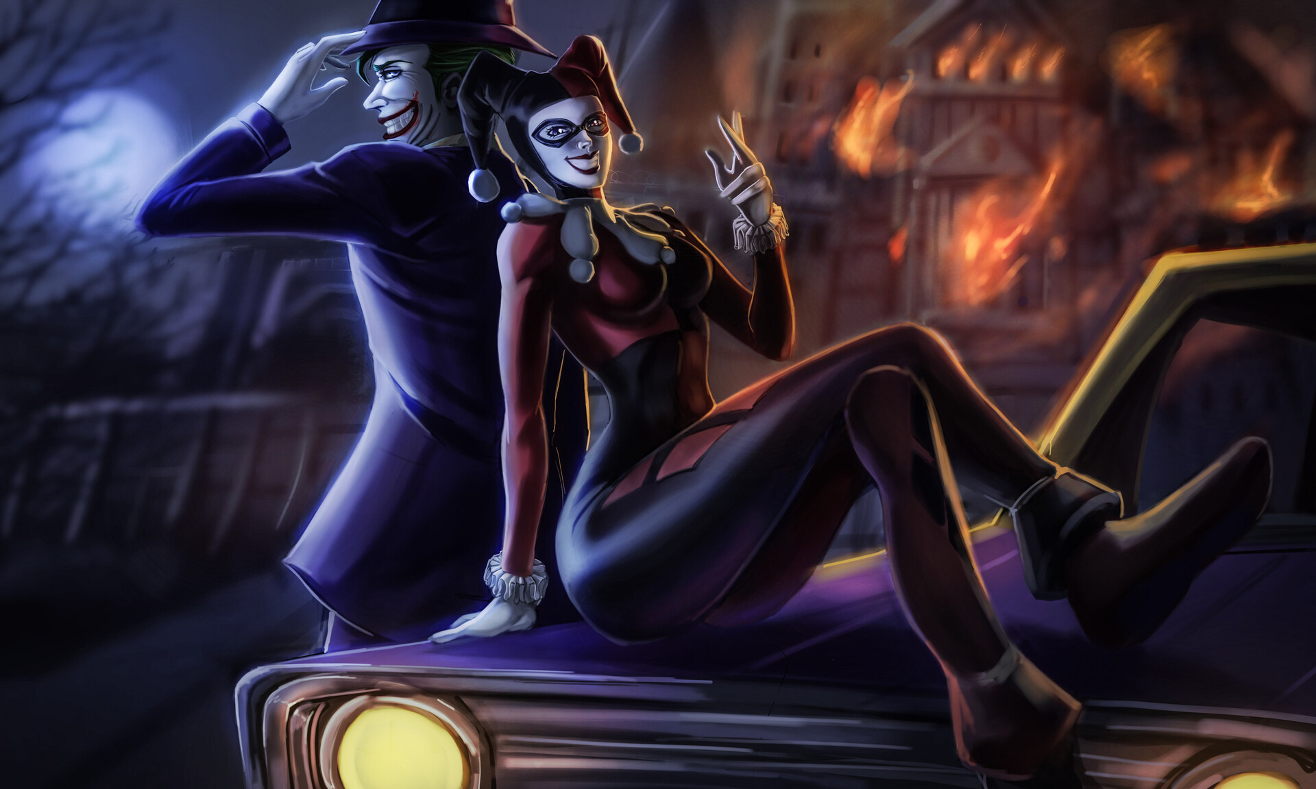 Comics Harley Quinn Joker Dc Comics Hd Wallpaper Background - Harley Quinn And Joker Dc , HD Wallpaper & Backgrounds