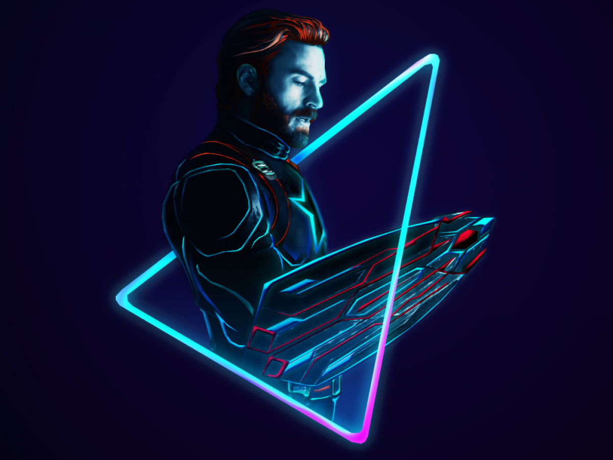 Captain America Neon Art , HD Wallpaper & Backgrounds
