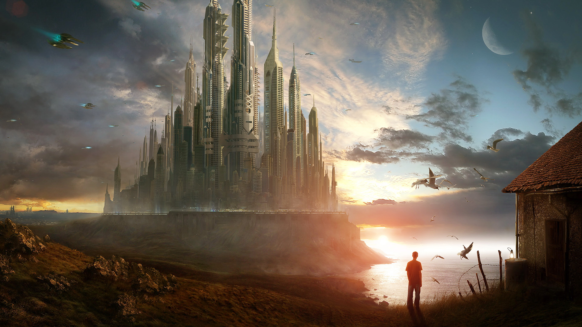 Alpha Coders Wallpaper - Sci Fi Epic Landscape , HD Wallpaper & Backgrounds