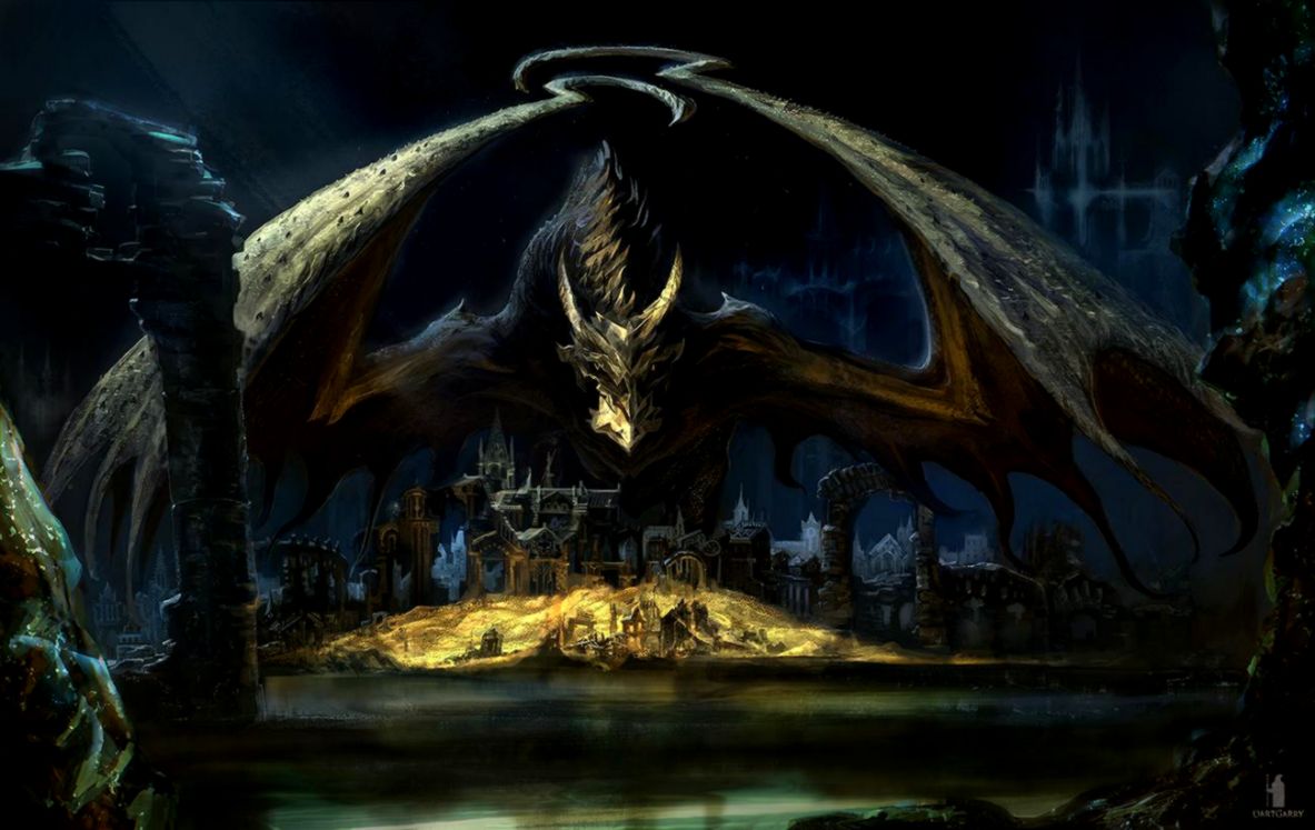 Black Dragon Treasure Hoard , HD Wallpaper & Backgrounds