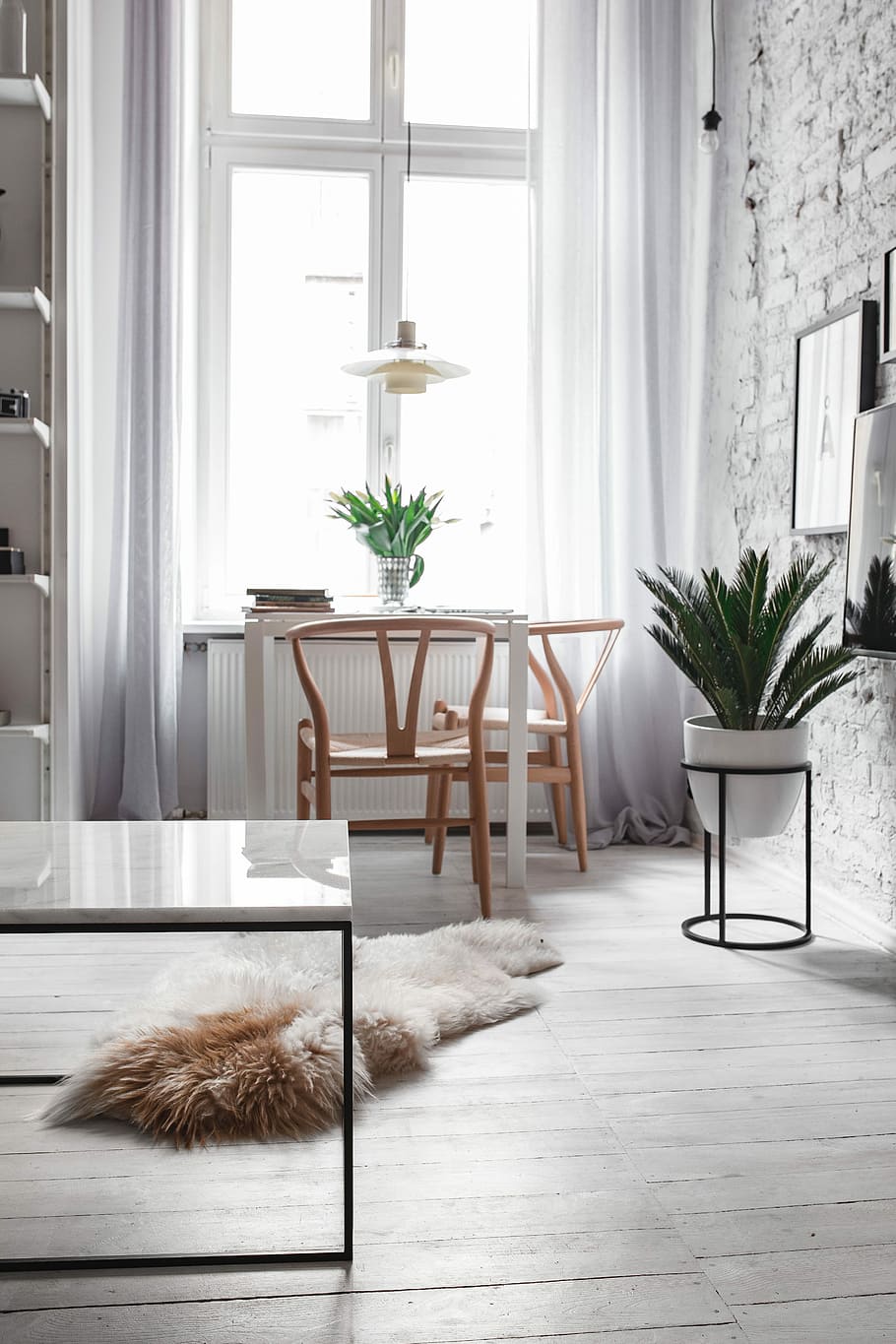 Living Room With Scandi Interior Design, Un Common - Scandinavia Living Room With Marble Floor , HD Wallpaper & Backgrounds