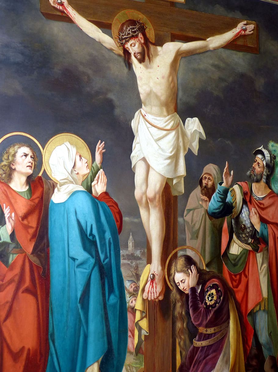 Jesus Christ Died On The Cross Painting With Brown - Jesus Christ Died On Cross , HD Wallpaper & Backgrounds