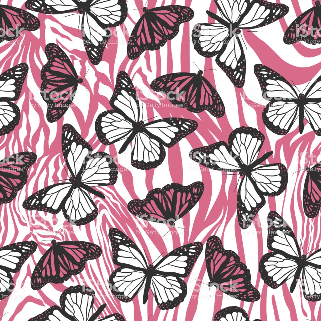 Background Pink Butterfly Print , HD Wallpaper & Backgrounds