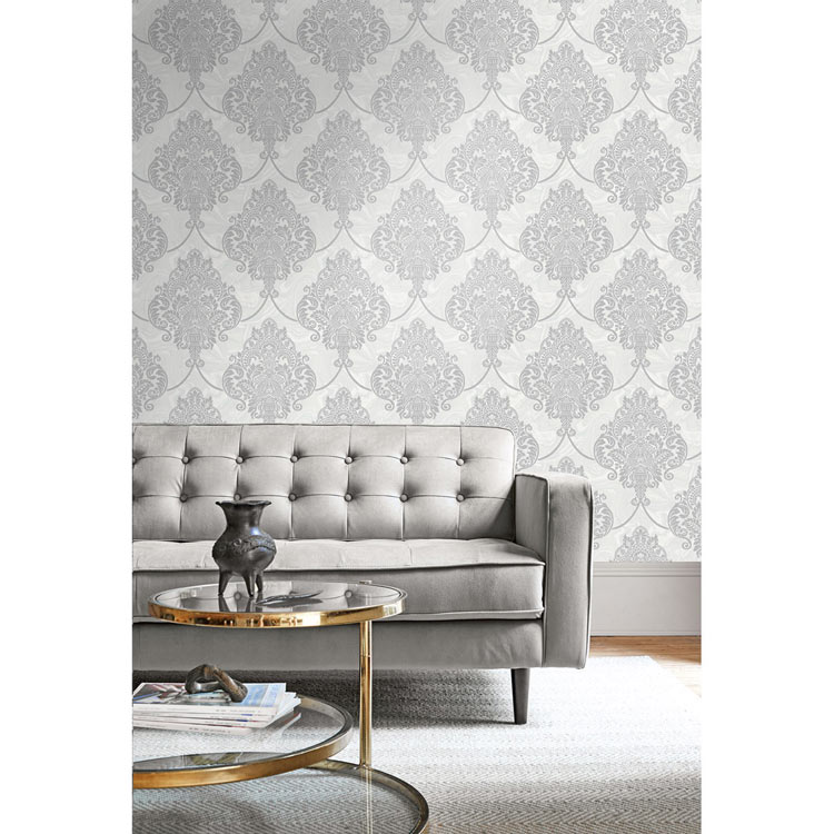 Seabrook Designs Puff Damask Off-white & Silver Glitter - Seabrook Wallpaper , HD Wallpaper & Backgrounds