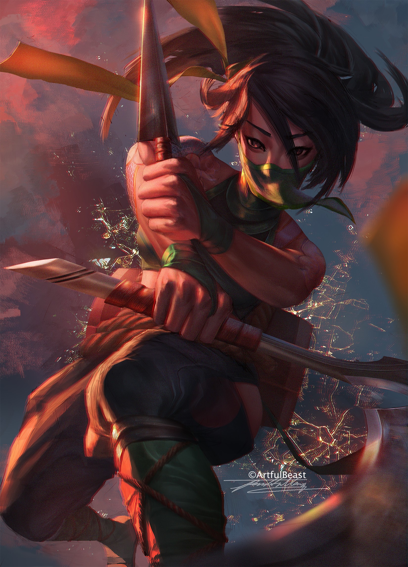 Akali Rework By Artfulbeast Hd Wallpaper Background - Lol Akali Fan Art , HD Wallpaper & Backgrounds