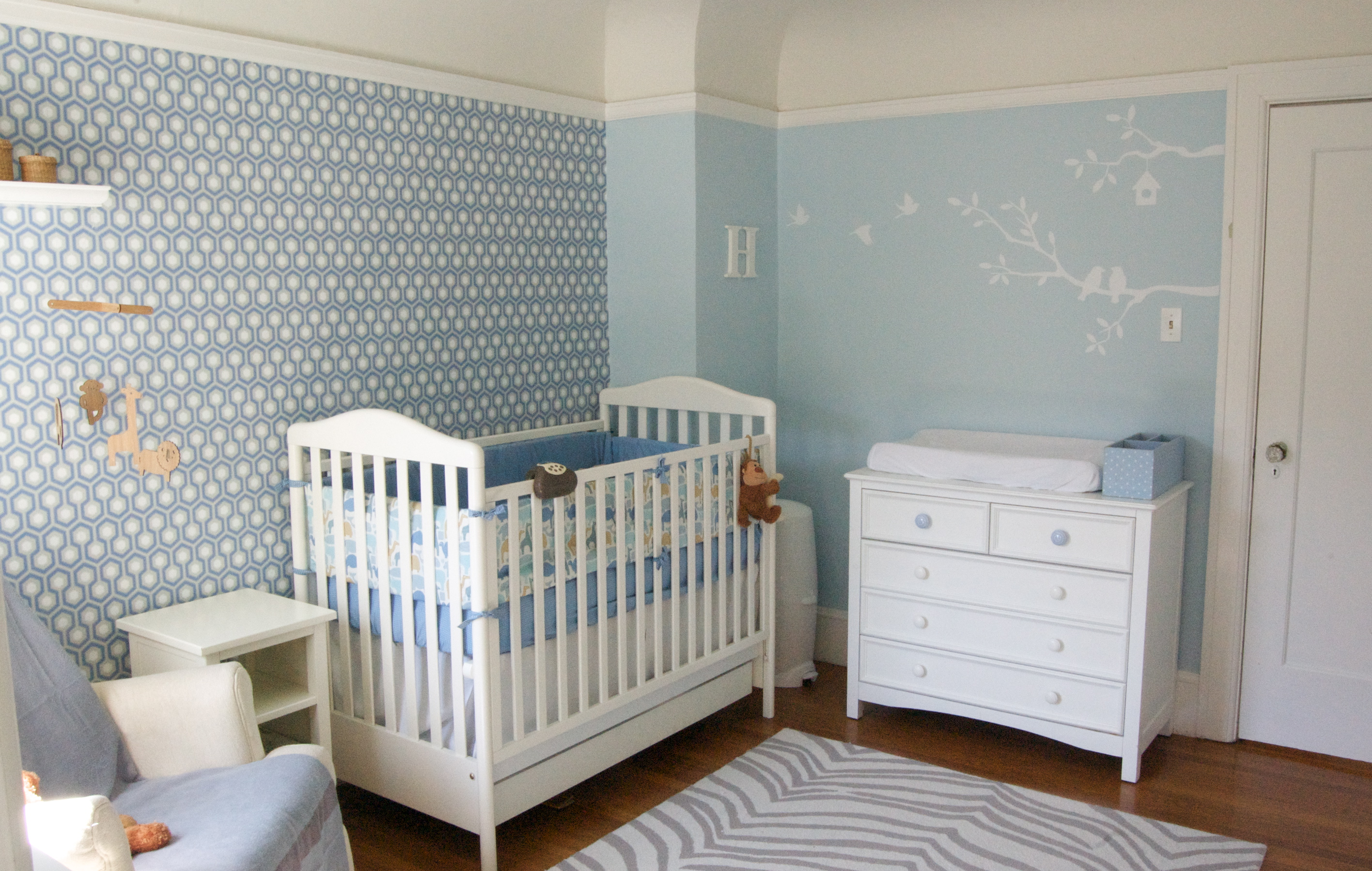 Custom Nursery Art By Kimberly Top Baby Boy Nursery - Blue Baby Nursery Ideas , HD Wallpaper & Backgrounds