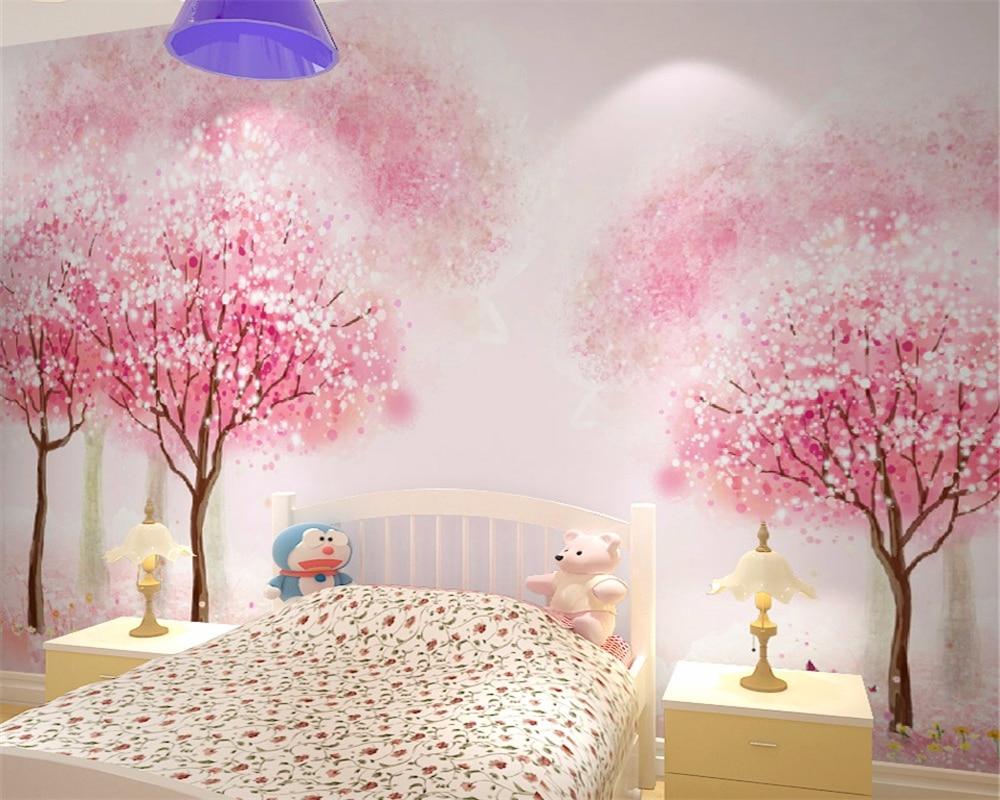 Custom Wallpaper Children S Room Girl Room Pink Tree - Papel De Parede Para Quarto De Menina , HD Wallpaper & Backgrounds