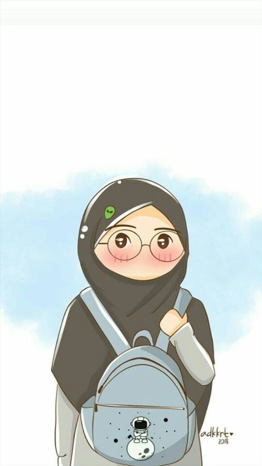 Wallpaper Animasi Muslimah Berjilbab - Animasi Muslimah Kacamata , HD Wallpaper & Backgrounds