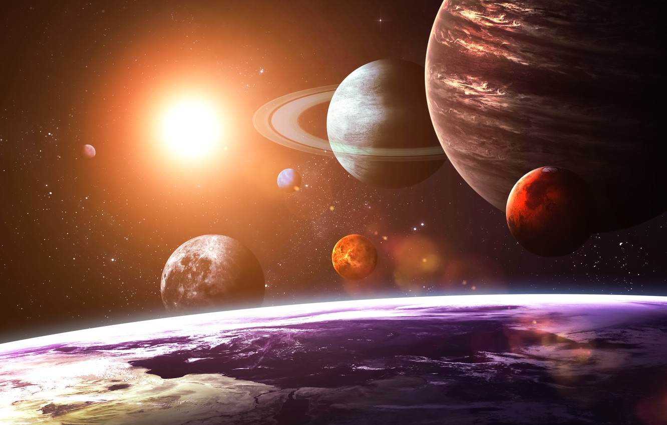 Photo Wallpaper Planets, Solar System, As Seen From - Solar System Background 4k , HD Wallpaper & Backgrounds