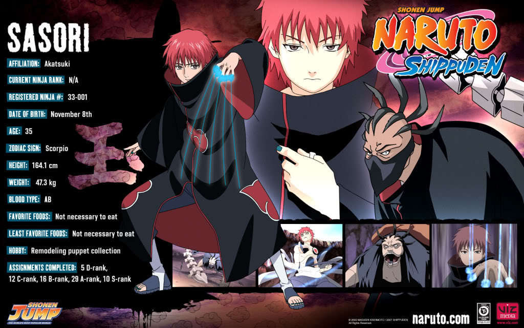 Sasori - Naruto Shippuden Character Sheet , HD Wallpaper & Backgrounds