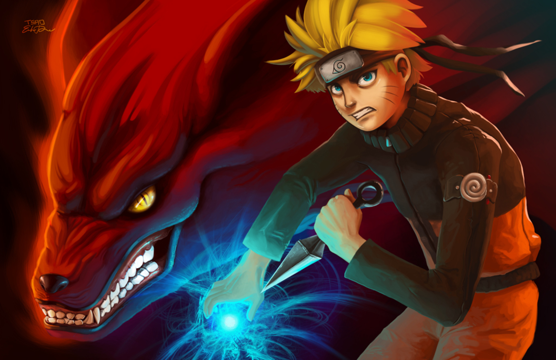 Anime Naruto Naruto Uzumaki Kurama Hd Wallpaper Background - Naruto And Kurama Wallpaper Hd , HD Wallpaper & Backgrounds