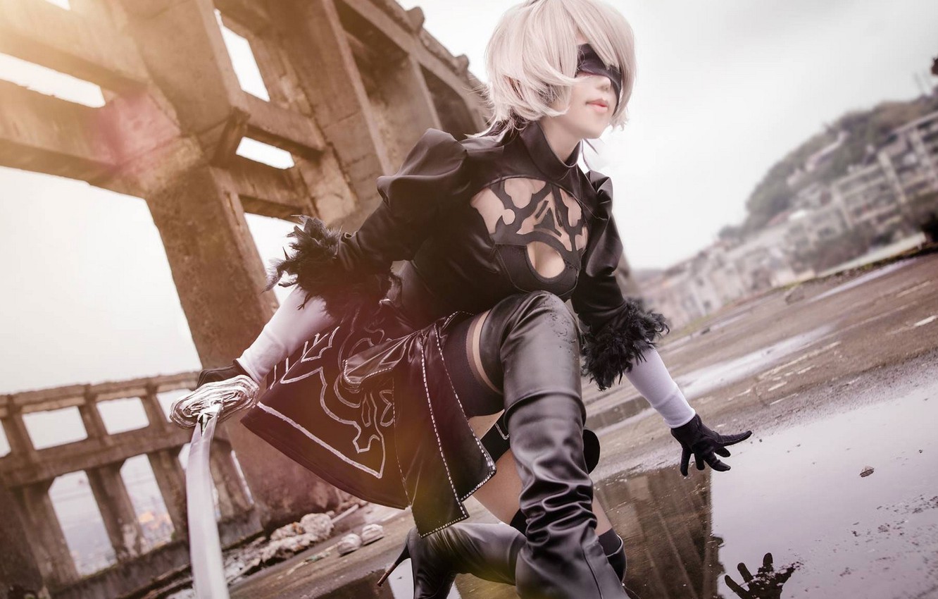Photo Wallpaper Wig, Cosplay, The Willingness To Attack, - Nier: Automata , HD Wallpaper & Backgrounds