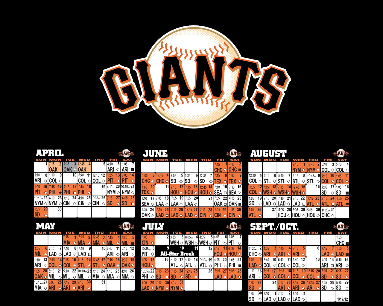 San Francisco Giants Logo Wallpapers - San Francisco Giants Schedule 2018 , HD Wallpaper & Backgrounds