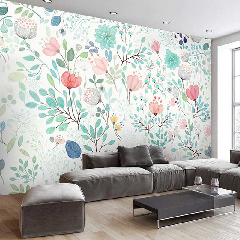 Custom Wall Mural Papel De Parede 3d Watercolor Floral - Pared Murales Con Flores , HD Wallpaper & Backgrounds