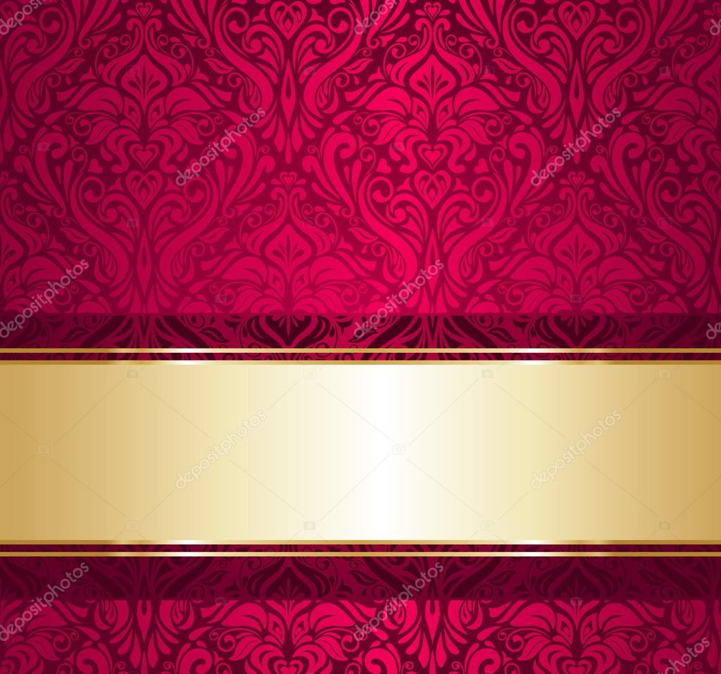 Red Vintage Wallpaper - Red And Gold Background Pattern , HD Wallpaper & Backgrounds