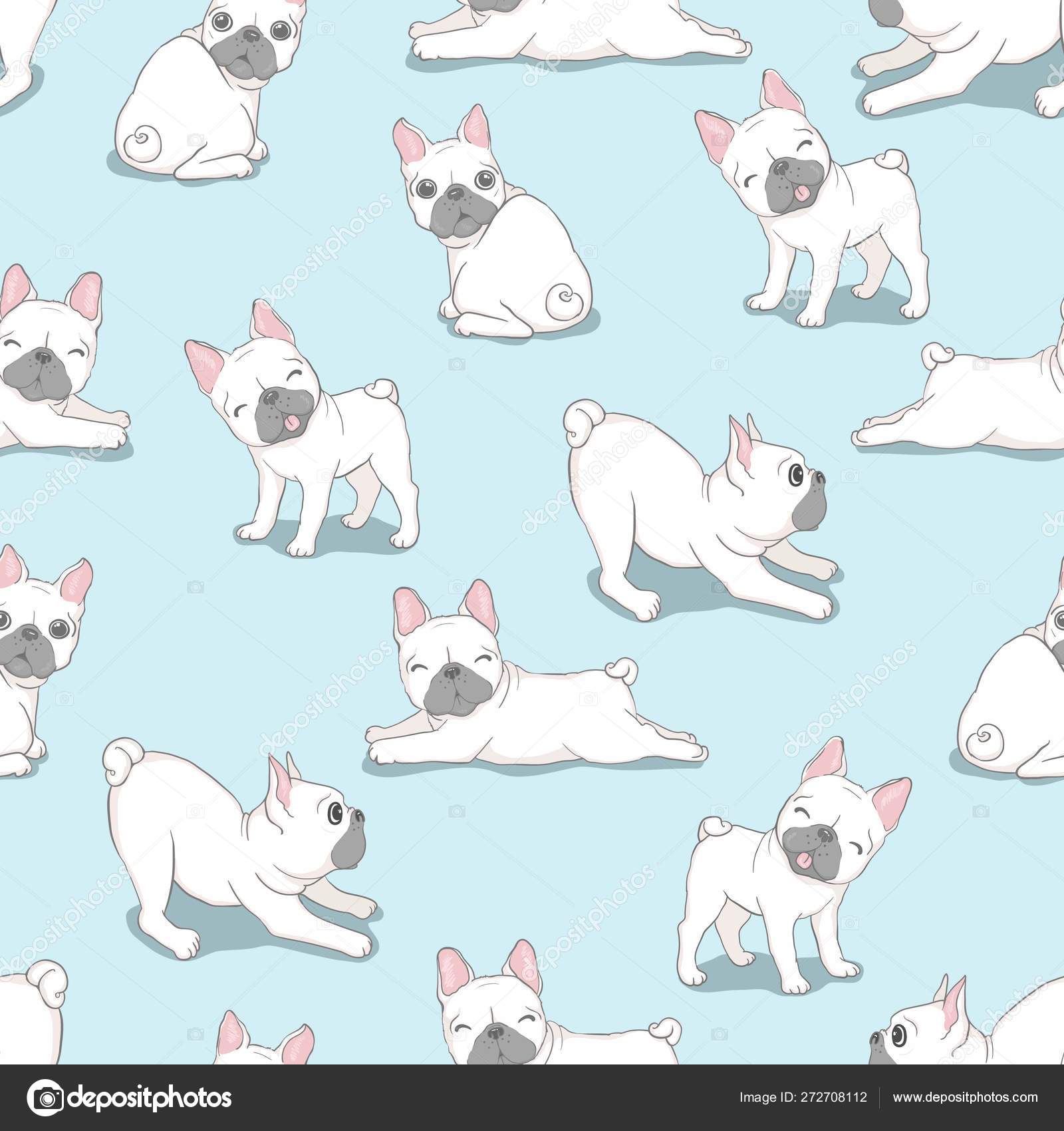 Dog Seamless Pattern French Bulldog Paw Vector Repeat - Papel De Parede Bulldog , HD Wallpaper & Backgrounds