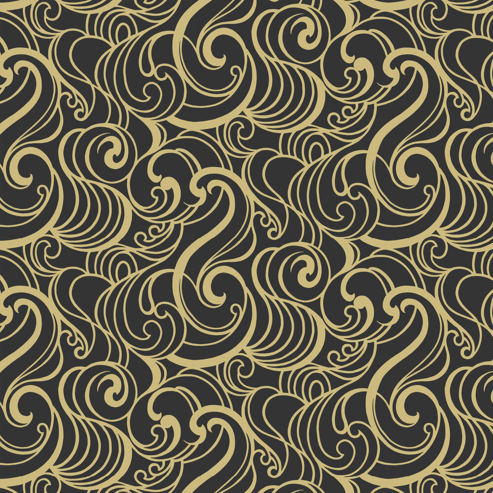 Graham & Brown Hula Swirl Black / Gold Wallpaper - Gold And Brown , HD Wallpaper & Backgrounds