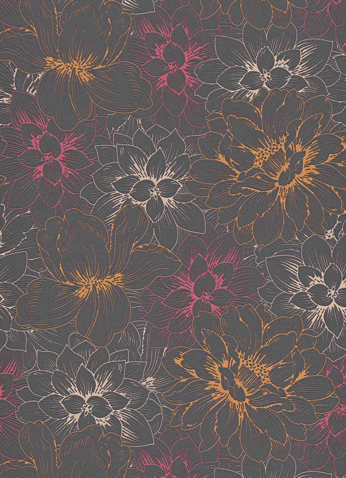 Vinyl Wallpaper Flowers Black Red Glitter 5425-04 - Wallpaper , HD Wallpaper & Backgrounds
