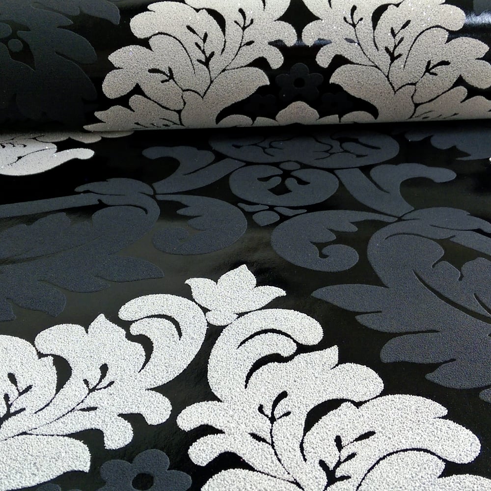 Black And Silver Damask , HD Wallpaper & Backgrounds