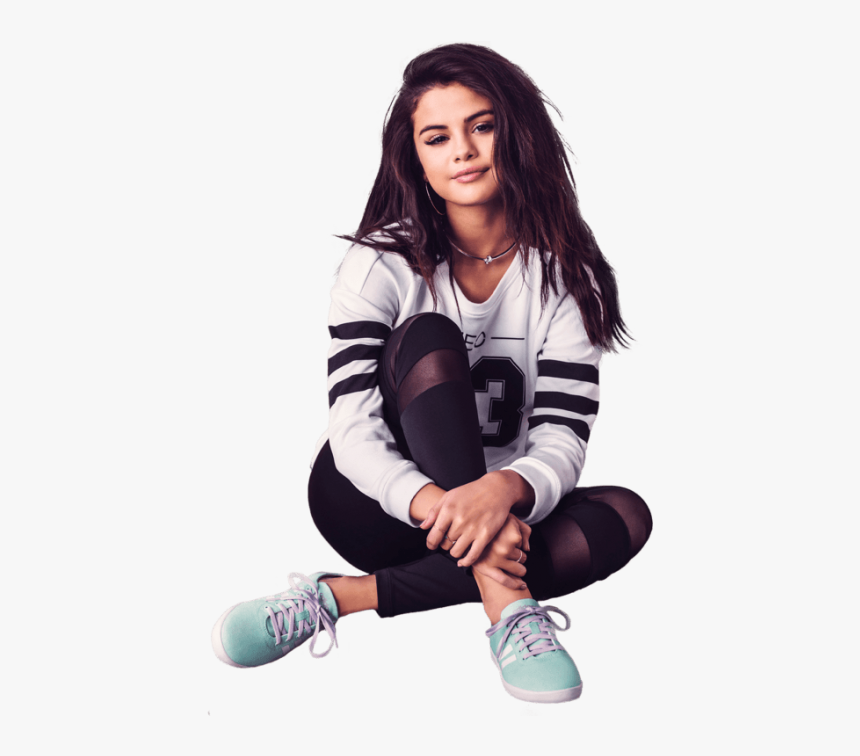 Selena Gomez Sitting Sneakers Png Image - Selena Gomez Clip Art , HD Wallpaper & Backgrounds