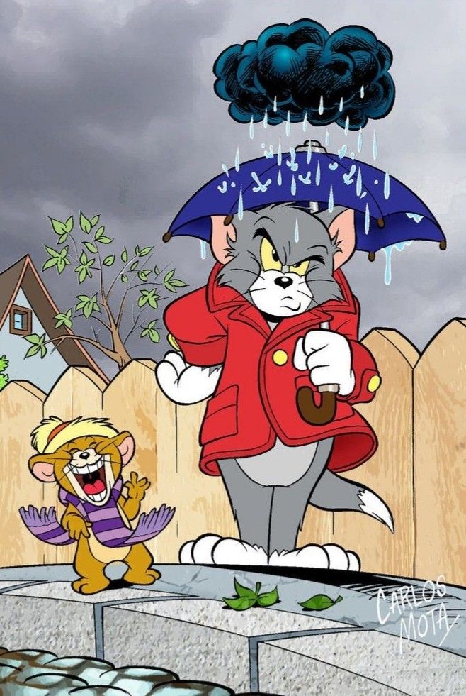 Tom And Jerry Best Hd Wallpaper For Mobile In 2019 - Tom And Jerry Rain , HD Wallpaper & Backgrounds