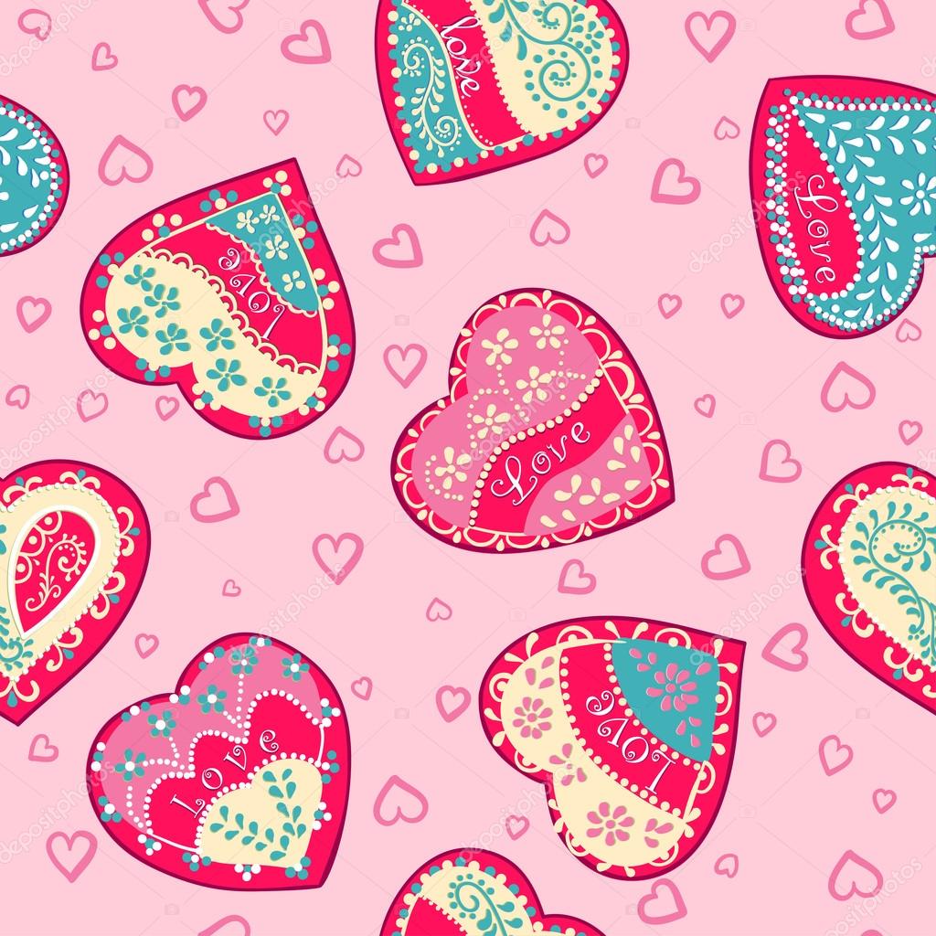 Vector Seamless Pink Wallpapers With Hearts - Fondo De Pantalla De Corazónes , HD Wallpaper & Backgrounds