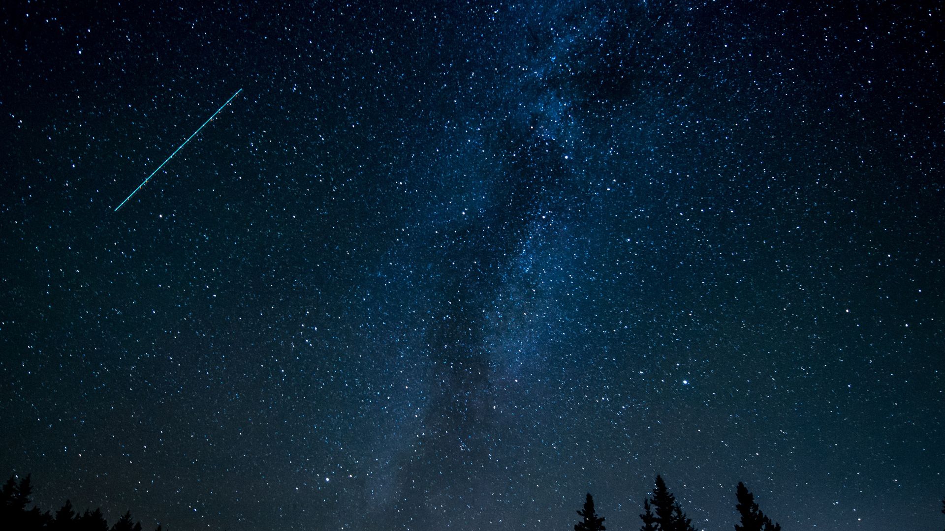 Trees And Stars Wallpaper - Meteor Shower , HD Wallpaper & Backgrounds