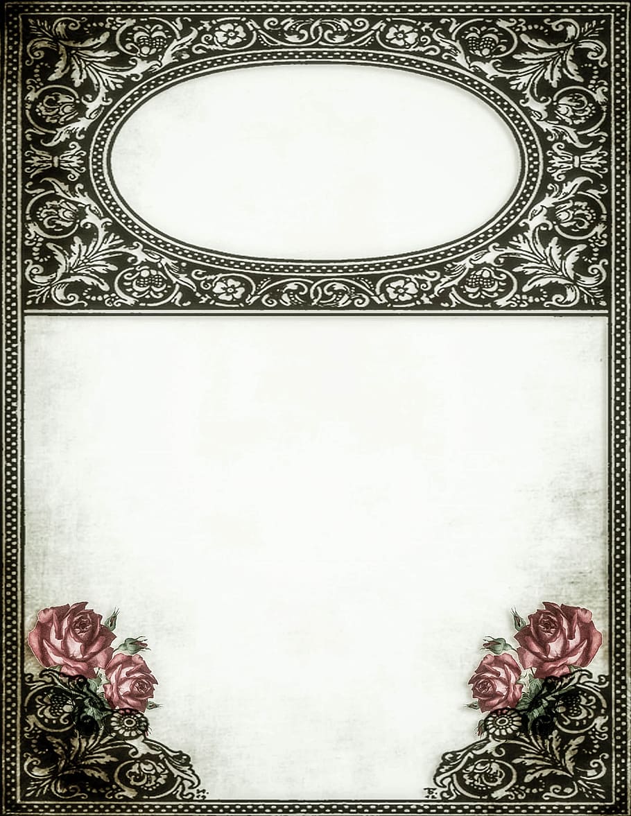 Black And White Floral Decor, Frame, Vintage, Shabby - White And Black Vintage Diary Page , HD Wallpaper & Backgrounds