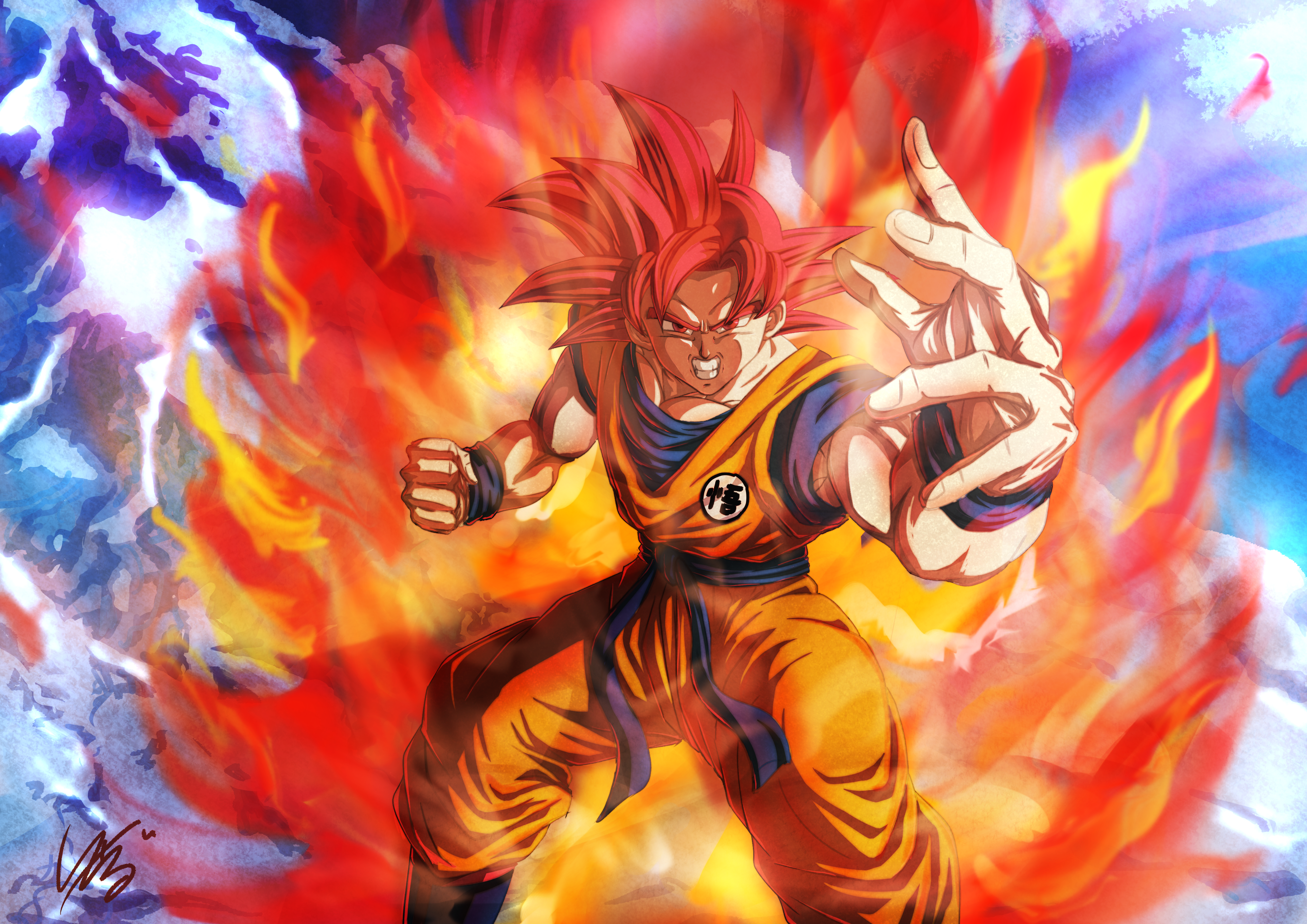 Goku Ssj God - Goku God Wallpaper 4k , HD Wallpaper & Backgrounds