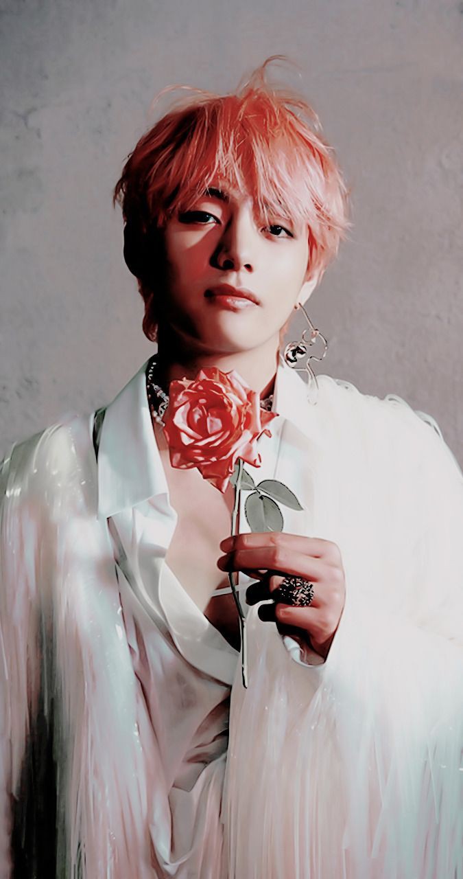 Taehyung, Wallpaper, Flower And V - Kim Taehyung Pink Hair , HD Wallpaper & Backgrounds