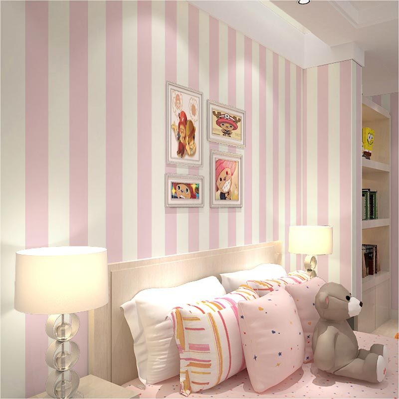 Pink And White Striped Wallpaper Bedroom , HD Wallpaper & Backgrounds