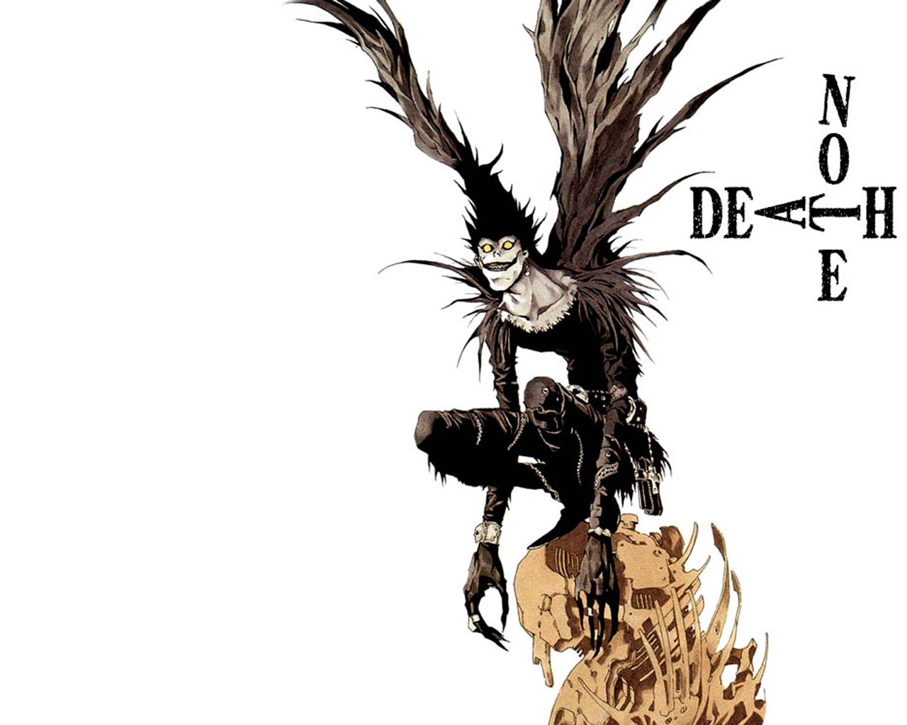Death Note Ryuk Grin Smile Black Wings Shinigami Hd - Death Note Ryuk Manga , HD Wallpaper & Backgrounds