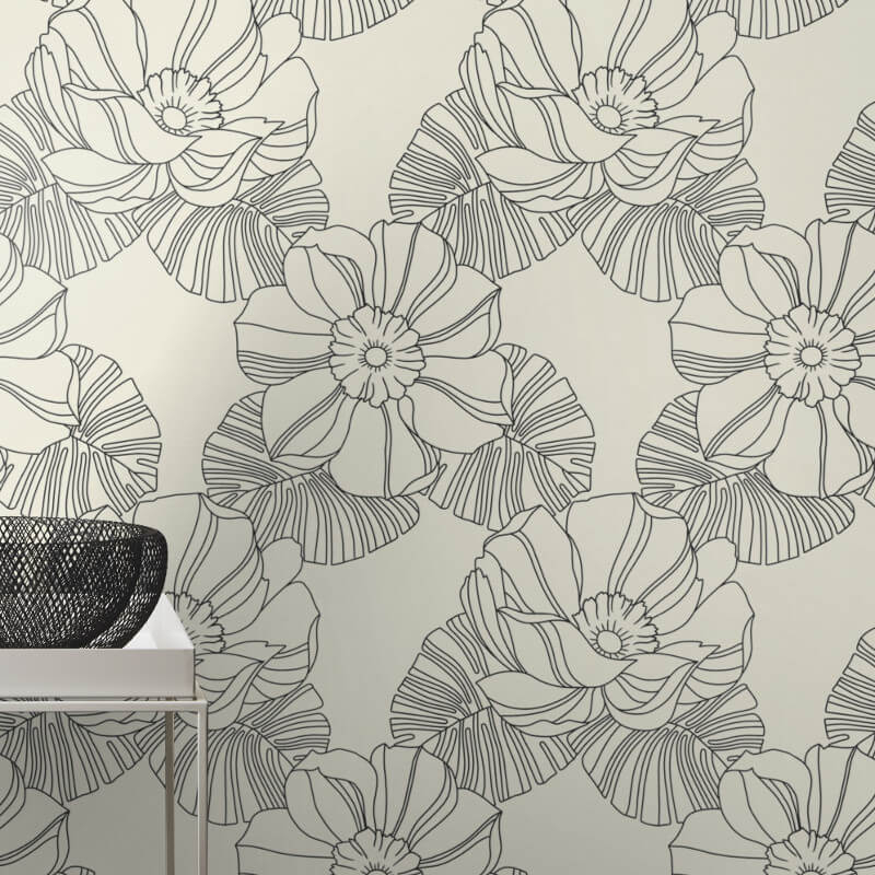 Rasch Retro Floral Black/white Wallpaper - Tapeta Biało Czarne Kwiaty , HD Wallpaper & Backgrounds