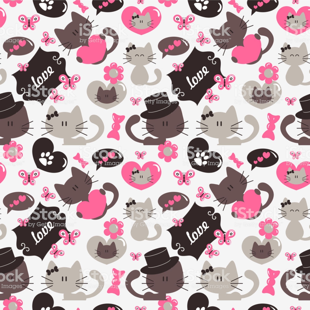 Cute Cats Seamless Pattern, Sweet Kitty, Texture For - Fondos De Pantalla Gatos , HD Wallpaper & Backgrounds
