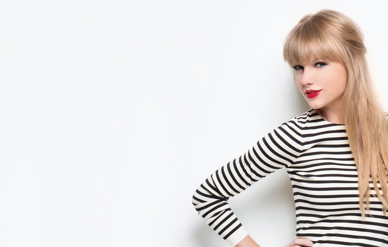 Photo Wallpaper Red Lipstick, Taylor Swift, Krasavica, - Taylor Swift Black And White Shirt , HD Wallpaper & Backgrounds
