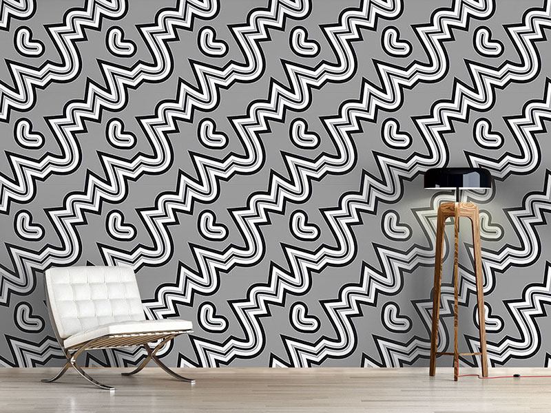 Design Wallpaper Heartbeat Black And White - Papier Peint Déco Pierre , HD Wallpaper & Backgrounds