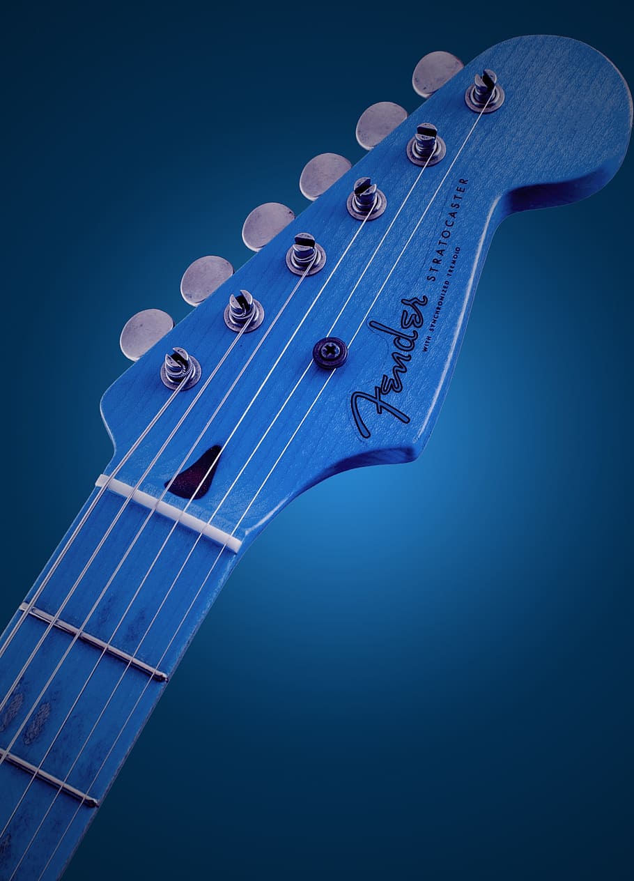 Blue Fender Stratocaster Electric Guitar Headstock, - Fender Hd , HD Wallpaper & Backgrounds